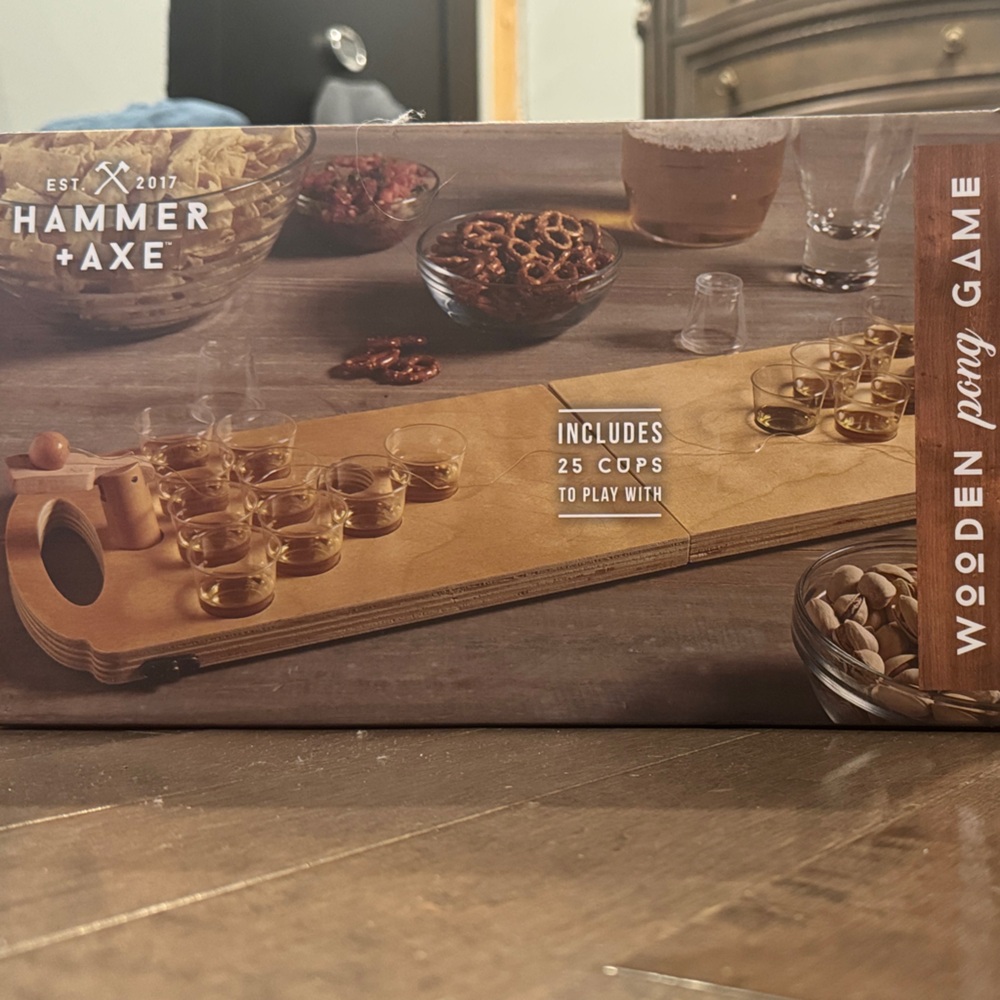 Wooden Pong Game with Brown Design
